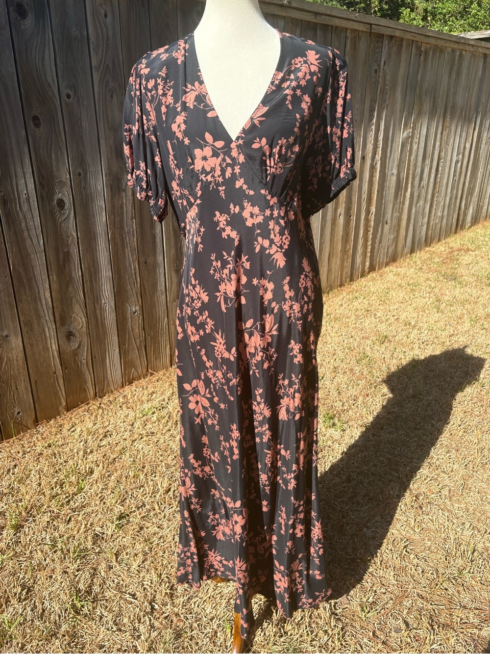 a new day Black Maxi Dress with Coral Floral Print V-Neck